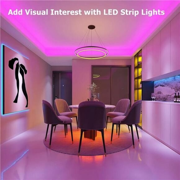 100ft Led Lights for Bedroom 2 Rolls 50ft Smart RGB Led Strip Lights Decoration - Picture 4 of 8